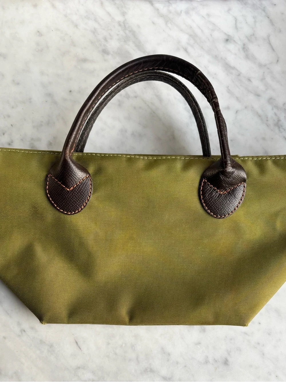 Herve Chapelier Olive Green Nylon Handheld Small Tote